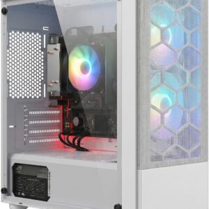 STGsivir Gaming PC White,Gaming Computer Desktop Tower,Ryzen 5 3400G up to 4.2Ghz,16G DDR4,512G SSD,WIFI 6,BT5.0,RGB Fan x3,Windows11 PRO