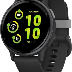 Garmin vívoactive 5 GPS 42mm Smartwatch, AMOLED Touchscreen, All-day Health Monitoring, Advanced Fitness Features, Personalised Sleep Coaching, Music, up to 11 days battery life, Black