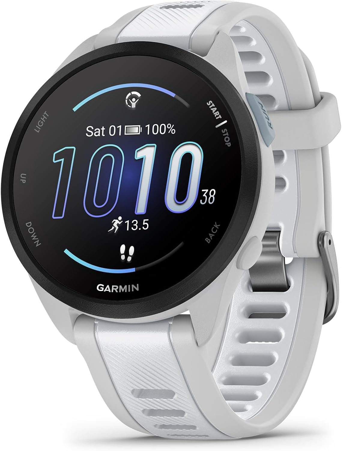 Garmin Forerunner 165 Music GPS 43mm Running Smartwatch, Lightweight, AMOLED Touchscreen, Advanced Training, Insights and Features, Safety & Tracking Features, up to 11 days Battery Life, White